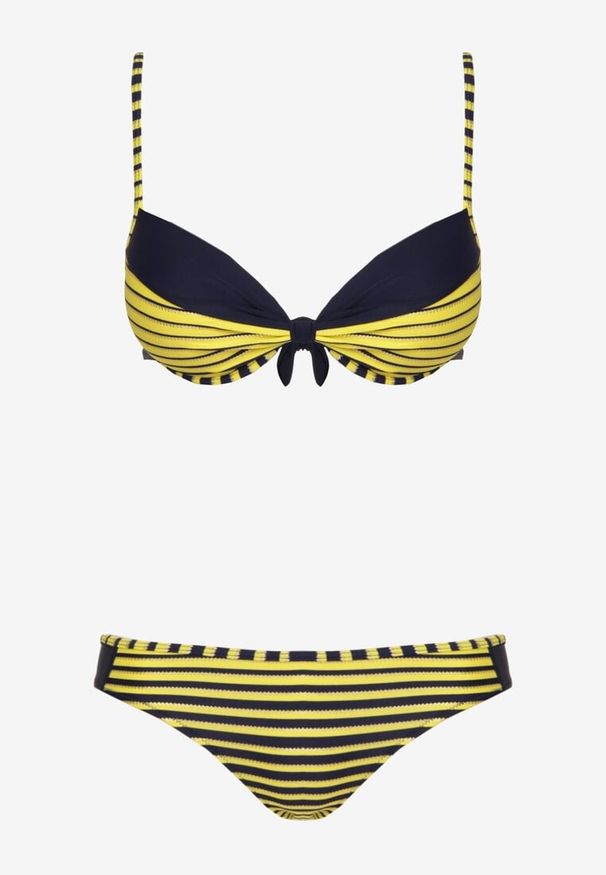 Renee - Żółte Bikini Dwuczęściowe w Paski Biustonosz i Figi Wialisa. Kolor: żółty. Wzór: paski