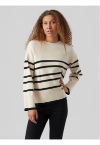 Vero Moda Sweter 10278319 Beżowy Regular Fit. Kolor: beżowy. Materiał: wiskoza