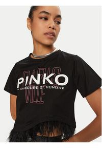 Pinko - PINKO T-Shirt Martignano 103130 A1LV Czarny Regular Fit. Kolor: czarny. Materiał: bawełna #5