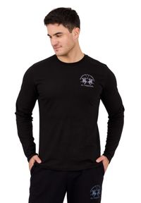 La Martina - LA MARTINA Czarny longsleeve męski JERSEY, Rozmiar XXL. Kolor: czarny. Materiał: jersey. Długość rękawa: długi rękaw