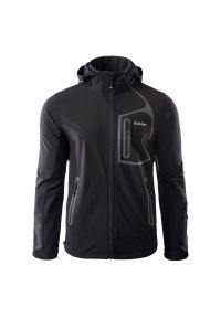 Hi-tec - Kurtka męska Softshell Hi-Tec Nils - czarna, Rozmiar XXL. Kolor: czarny. Materiał: softshell