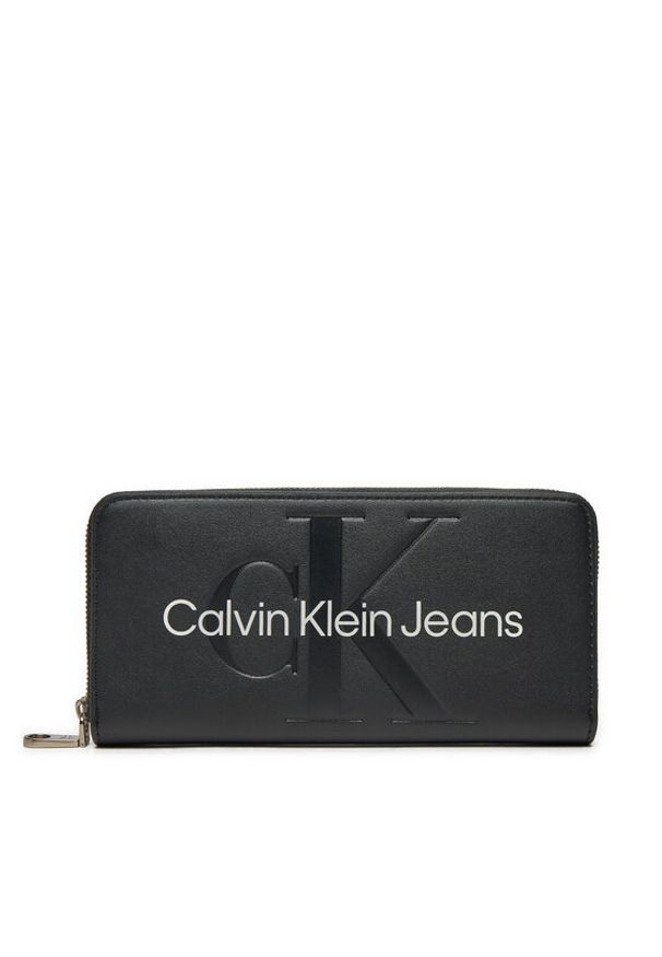 Calvin Klein Jeans Portfel Sculpted Mono Zip Around Mono K60K607634 Czarny. Kolor: czarny. Materiał: skóra