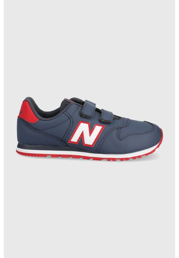 New Balance buty dziecięce PV500NRT kolor granatowy. Nosek buta: okrągły. Zapięcie: rzepy. Kolor: niebieski. Materiał: guma