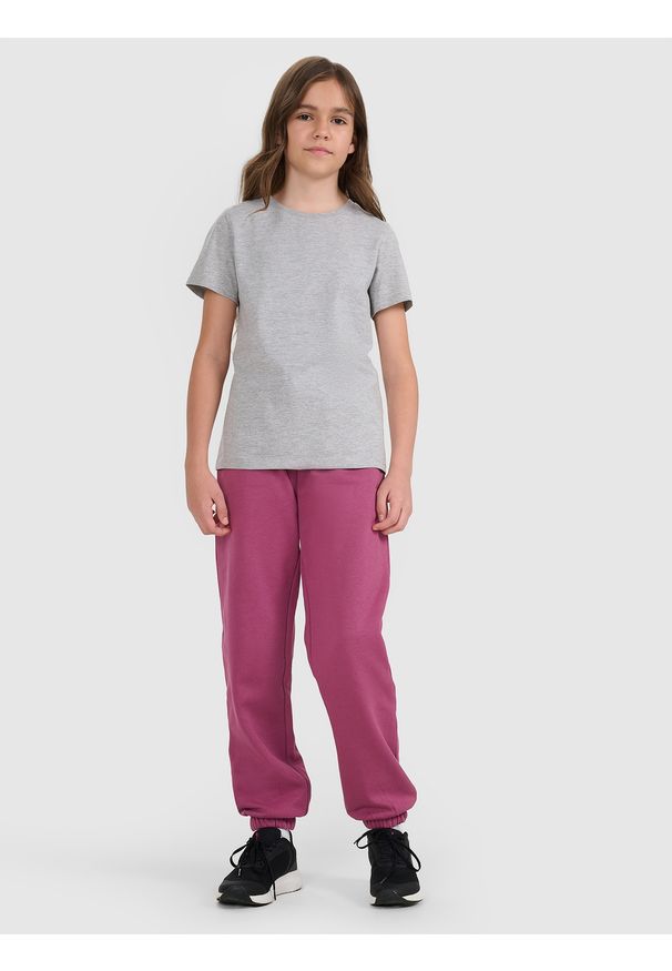 4f - 4F T-shirt regular gładki dziewczęcy - szary 122 (6-7 lat). Okazja: na co dzień. Kolor: szary. Materiał: bawełna, materiał, jersey. Długość rękawa: krótki rękaw. Długość: krótkie. Wzór: gładki. Sezon: lato. Styl: klasyczny, młodzieżowy, sportowy, casual