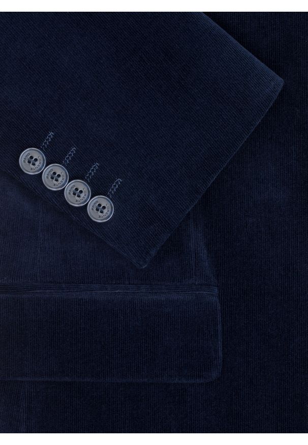 Pako Lorente - PAKO LORENTE - Granatowa sztruksowa marynarka męska. Okazja: na co dzień. Kolor: niebieski, brązowy. Materiał: sztruks. Styl: casual