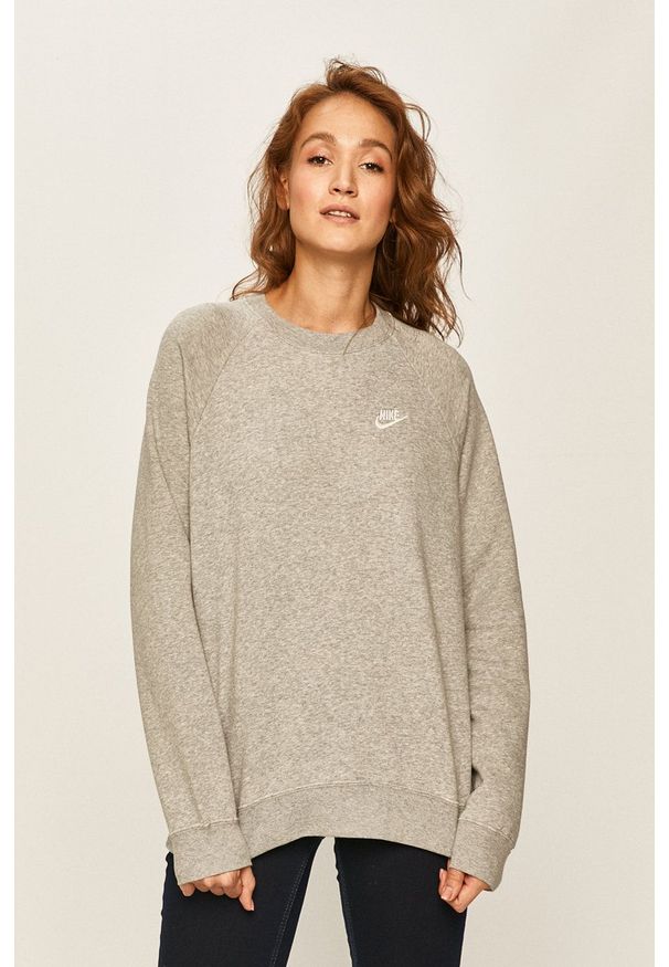 Nike Sportswear - Bluza. Okazja: na co dzień. Kolor: szary. Materiał: dzianina. Długość rękawa: raglanowy rękaw. Styl: casual