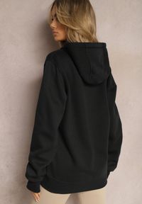 Renee - Czarna Klasyczna Bluza z Kapturem ze Ściągaczem Mozartia. Okazja: na co dzień. Typ kołnierza: kaptur. Kolor: czarny. Materiał: jeans. Styl: klasyczny #2