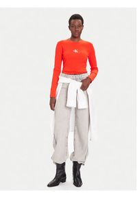 Calvin Klein Jeans Bluzka Monogram LV047A803G Czerwony Slim Fit. Kolor: czerwony. Materiał: bawełna #5