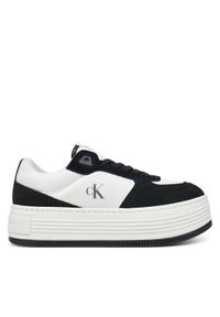 Calvin Klein Jeans Sneakersy Bold Flatf Low Lace Mix YW0YW01742 Biały. Kolor: biały. Materiał: zamsz, skóra