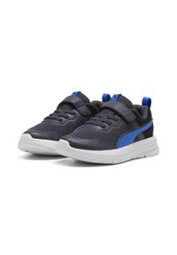 Puma - Dziecięce sneakersy z alternatywnym zapięciem Evolve Run Mesh PUMA. Kolor: wielokolorowy, niebieski, czarny, szary. Materiał: mesh. Sport: bieganie