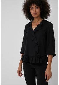 XT Studio bluzka damska kolor czarny gładka. Okazja: na co dzień. Kolor: czarny. Materiał: tkanina. Wzór: gładki. Styl: casual