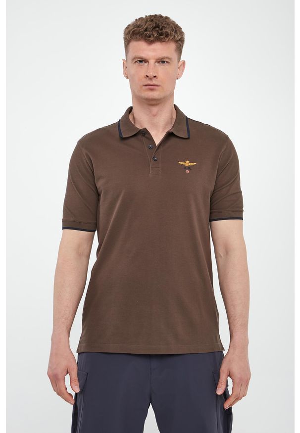 Aeronautica Militare - Polo męskie z logo AERONAUTICA MILITARE. Typ kołnierza: polo