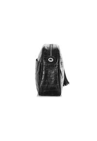 Ochnik - Skórzana torebka na ramię damska croco. Kolor: czarny. Dodatki: z breloczkiem. Materiał: skórzane. Rodzaj torebki: na ramię #2