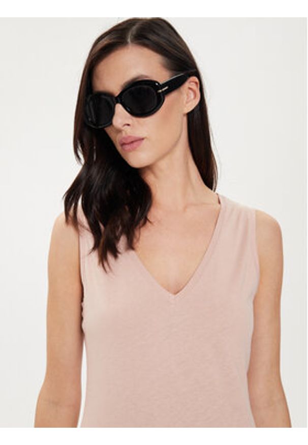 Sisley Top 3I1XLH00S Różowy Regular Fit. Kolor: różowy. Materiał: bawełna