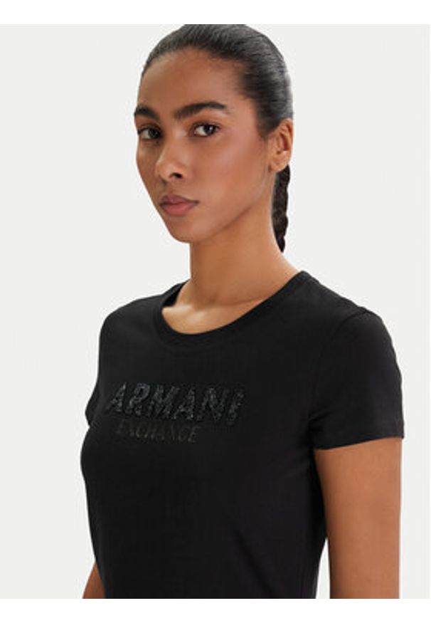 Armani Exchange T-Shirt XW002106 AF10356 UC001 Czarny Slim Fit. Kolor: czarny. Materiał: bawełna