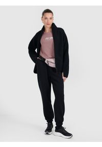 4f - 4F T-shirt regular z nadrukiem damski - brązowy L. Okazja: na co dzień. Kolor: brązowy. Materiał: tkanina, bawełna. Wzór: nadruk. Styl: casual