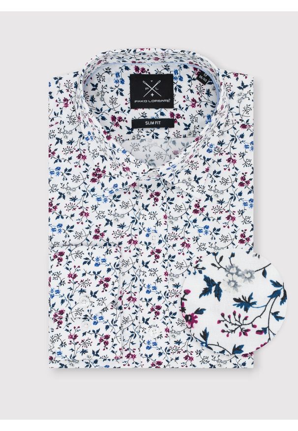 Pako Lorente - PAKO LORENTE – Koszula męska w kwiatowy wzór długi rękaw. Okazja: na co dzień. Materiał: bawełna, elastan. Długość rękawa: długi rękaw. Długość: długie. Wzór: kwiaty. Styl: casual