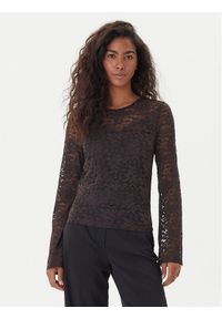 Vero Moda Bluzka Kanya 10336176 Brązowy Regular Fit. Kolor: brązowy. Materiał: syntetyk