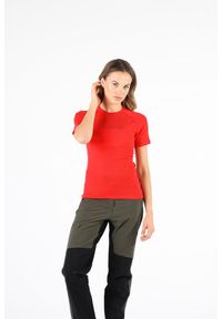 WOOLONA - Damska koszulka z krótkim rękawem 100% Wełna Merino 195gr Bise Woolona. Kolor: czerwony. Materiał: wełna. Długość rękawa: krótki rękaw. Długość: krótkie #2