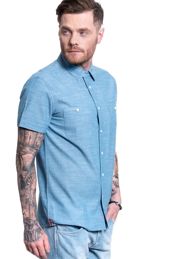 Mustang - MĘSKA KOSZULA MATERIAŁOWA MUSTANG CHRIS SLUB CHAMBRAY 1009829 5317. Materiał: materiał