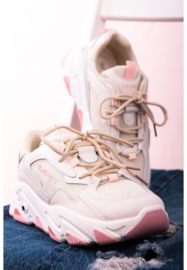 Casu - Beżowe buty sportowe sneakersy sznurowane casu 204/33p. Kolor: beżowy