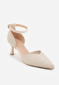 Born2be - Beżowe Czółenka z Tkaniny VICES na Szpilce z Paskiem Wokół Kostki i Wkładką Soft-Pillow Vhestarish. Okazja: na co dzień, do pracy, na spotkanie biznesowe. Zapięcie: pasek. Kolor: beżowy. Materiał: tkanina. Obcas: na szpilce. Styl: casual, biznesowy, elegancki #5