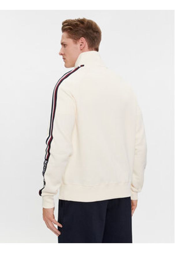 TOMMY HILFIGER - Tommy Hilfiger Bluza Global Stripe MW0MW33661 Beżowy Regular Fit. Kolor: beżowy. Materiał: syntetyk