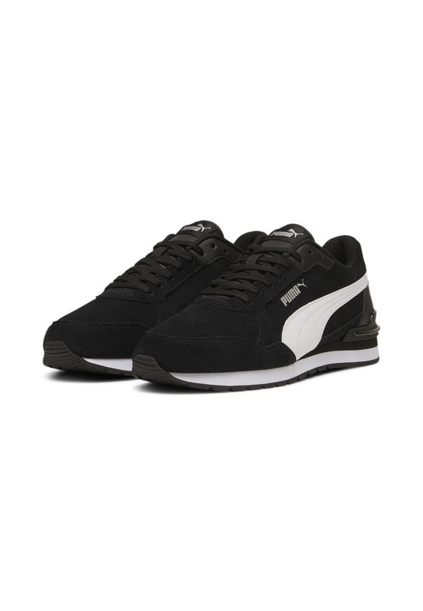 Puma - Sneakersy zamszowe unisex ST Runner v4 PUMA Black White Silver Metallic. Kolor: biały, wielokolorowy, czarny, szary. Materiał: zamsz