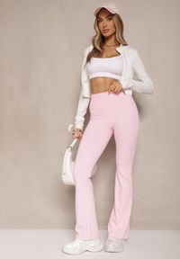 Renee - Różowe Legginsy Dzwony High Waist Orruvana. Okazja: na co dzień. Stan: podwyższony. Kolor: różowy. Materiał: tkanina. Styl: sportowy, casual #5