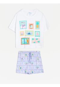 Sinsay - Bawełniana piżama dwuczęściowa z nadrukiem Stitch - biały. Kolor: biały. Materiał: bawełna. Wzór: nadruk #1