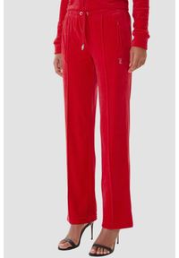 Juicy Couture - JUICY COUTURE Czerwone spodnie dresowe damskie z cyrkoniami Tina Outline, Rozmiar XS. Kolor: czerwony. Materiał: dresówka #1