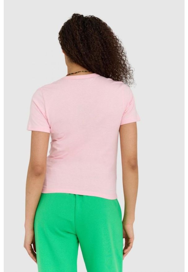 Juicy Couture - JUICY COUTURE Różowy t-shirt damski haylee recycled z haftowanym logo, Rozmiar S. Kolor: różowy. Wzór: haft