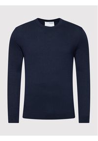 Selected Homme Sweter Berg 16074682 Granatowy Regular Fit. Kolor: niebieski. Materiał: bawełna