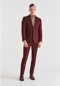 Pako Lorente - PAKO LORENTE – Bordowe spodnie garniturowe P21WP-6G-036-D-S. Kolor: czerwony. Materiał: wełna #1