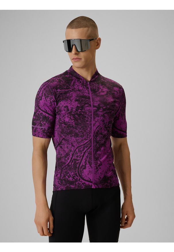 4f - 4F Koszulka kolarska męska - fioletowa S. Kolor: fioletowy. Materiał: dzianina, materiał, włókno. Długość: długie. Sport: kolarstwo