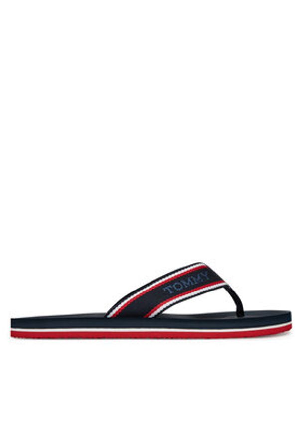 TOMMY HILFIGER - Tommy Hilfiger Japonki Comfort Hilfiger Beach Sandal FM0FM05510 Granatowy. Kolor: niebieski. Materiał: materiał