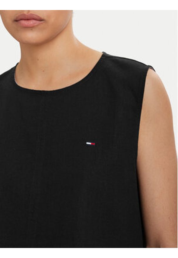 Tommy Jeans Top DW0DW22779 Czarny Regular Fit. Kolor: czarny. Materiał: len