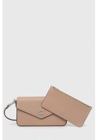 Coach torebka skórzana Wyn Crossbody kolor beżowy. Kolor: beżowy. Materiał: skórzane. Rodzaj torebki: na ramię