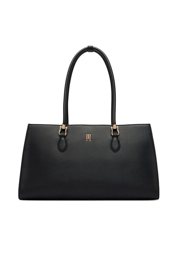 TOMMY HILFIGER - Tommy Hilfiger Torebka Th Grace Satchel AW0AW18750 Czarny. Kolor: czarny. Materiał: skórzane
