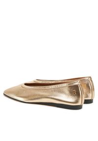 TOMMY HILFIGER - Tommy Hilfiger Baleriny Soft Metal Lthr Ballerina No Bow FW0FW08601 Złoty. Kolor: złoty. Materiał: skóra #5
