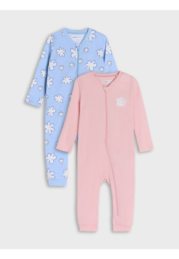 Sinsay - Pajacyki 2 pack - mid blue. Wzór: kwiaty