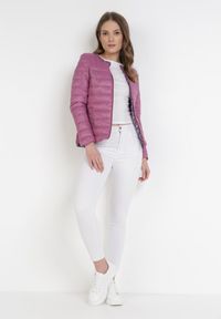 Born2be - Fioletowa Kurtka Theliphelia. Typ kołnierza: bez kaptura. Kolor: fioletowy. Materiał: tkanina. Styl: sportowy #6