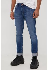 Wrangler jeansy LARSTON VISUAL BLUE męskie. Kolor: niebieski