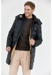 Blauer USA - BLAUER Czarna długa puchowa kurtka męska GUS z odpinanym kapturem, Rozmiar 3XL. Kolor: czarny. Materiał: puch. Długość: długie #3