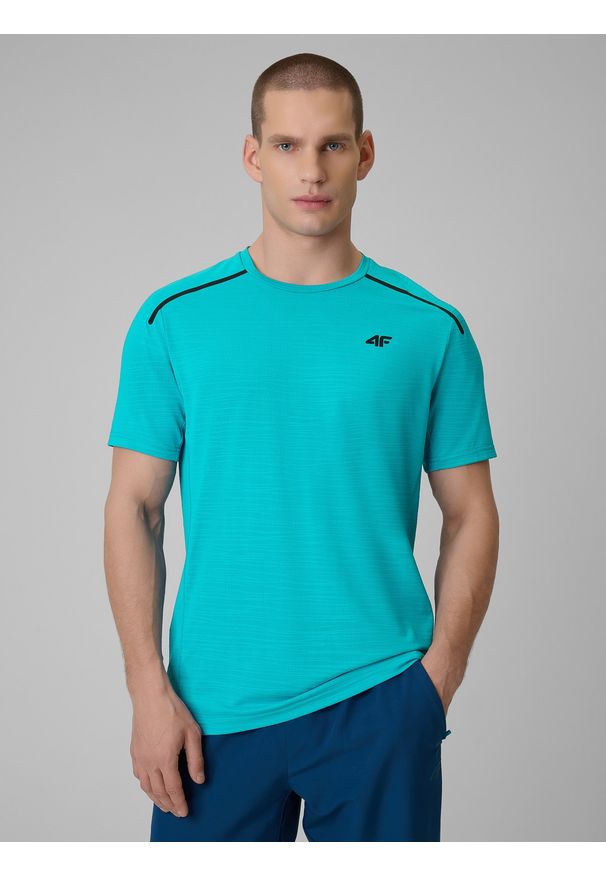 4f - 4F Koszulka treningowa szybkoschnąca męska - turkusowa XL. Kolor: turkusowy. Materiał: skóra. Sport: fitness