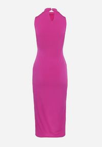 Born2be - Fioletowa Sukienka z Półgolfem z Rozcięciem na Przodzie Aelwyn. Okazja: na imprezę, na co dzień. Kolor: fioletowy. Materiał: skóra. Długość rękawa: krótki rękaw. Styl: casual #7