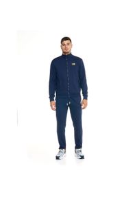 LEONE 1947 APPAREL - Welcome Back Męski dres ze stójką i zamkiem błyskawicznym na całej długości. Kolor: niebieski. Materiał: dresówka. Sport: fitness