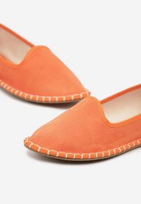 Born2be - Pomarańczowe Espadryle Balerinki z Ozdobnymi Przeszyciami Firavione. Okazja: na co dzień, na imprezę. Kolor: pomarańczowy. Materiał: len. Sezon: lato. Styl: klasyczny, casual #3