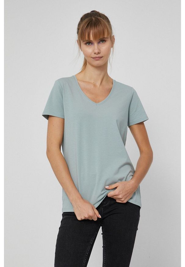 medicine - Medicine - T-shirt Basic. Kolor: turkusowy. Materiał: bawełna, dzianina. Wzór: gładki