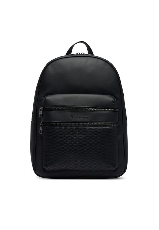 TOMMY HILFIGER - Tommy Hilfiger Plecak Th Woven Backpack AM0AM14093 Czarny. Kolor: czarny. Materiał: skóra